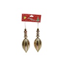 PCH-06  زينة شجرة ذهبي و وردي شكل مغزلي 2 قطع