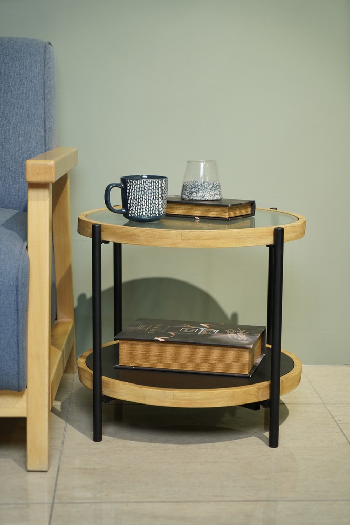 O5-34 طبلة دائرية قطر 50 حديد و زجاج مع رف