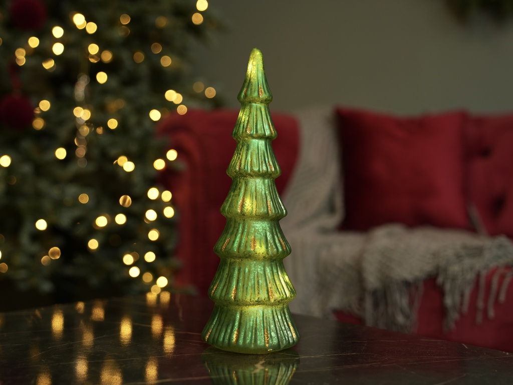 PCH-32 شجرة زجاجية خضراء بانارة 32سم