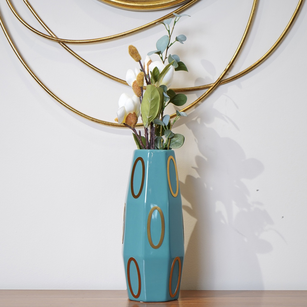 ATL-6 فازة زرقاء دوائر ذهبي