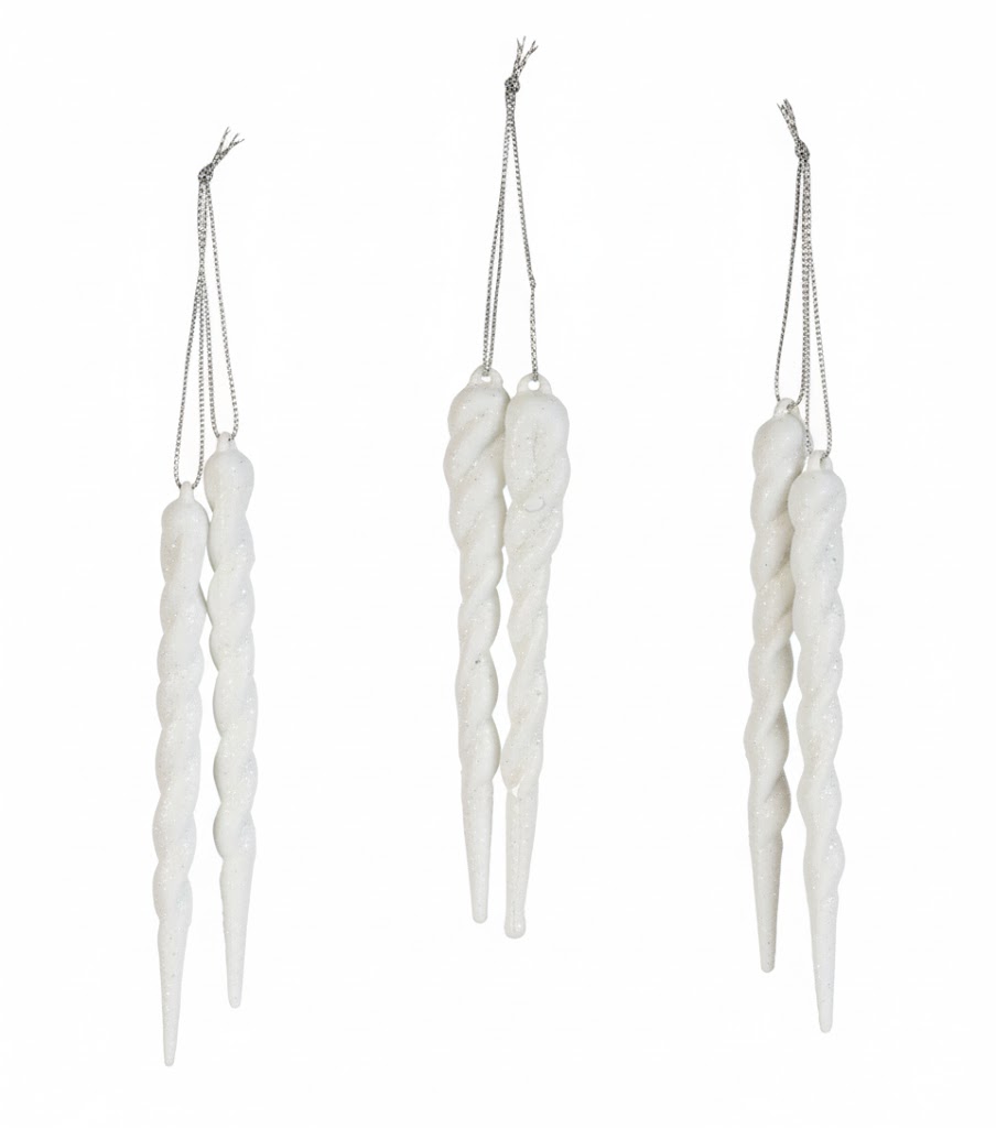 PCH-05 زينة شجرة اعواد جليد بيضاء 6 قطع