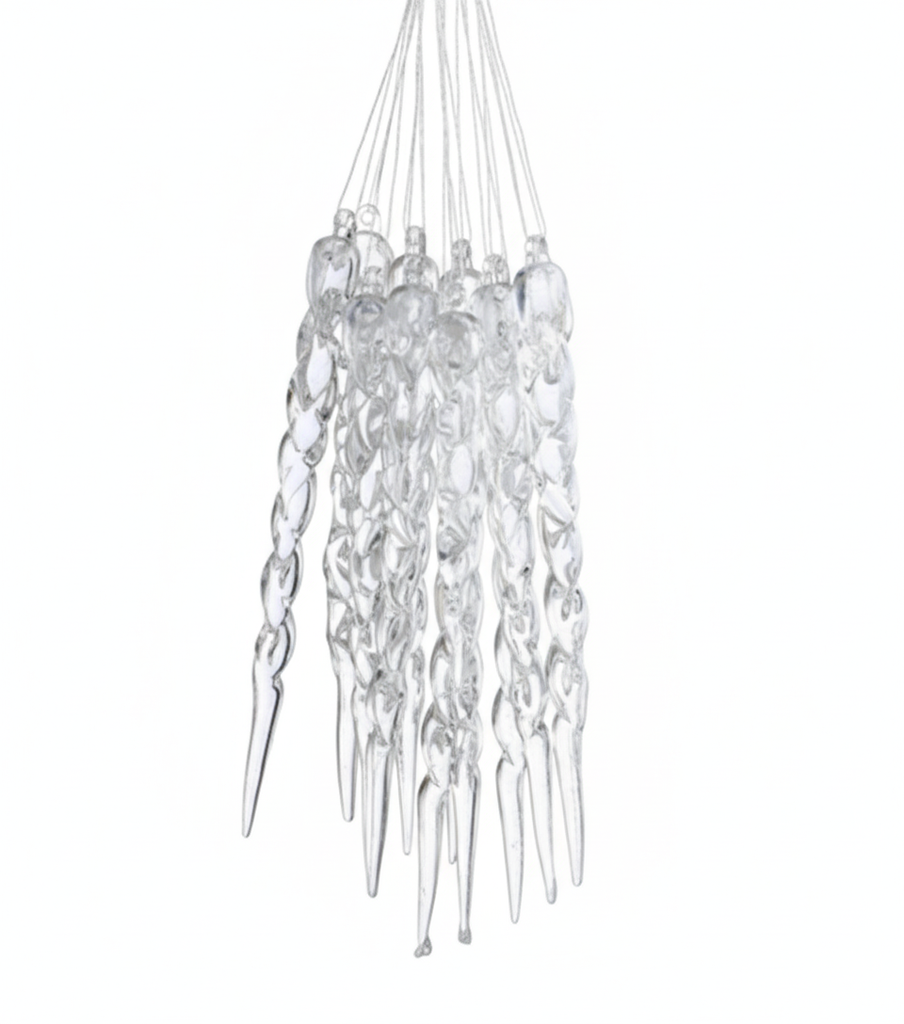 PCH-09 زينة شجرة اعواد جليد شفافة 12 قطعة