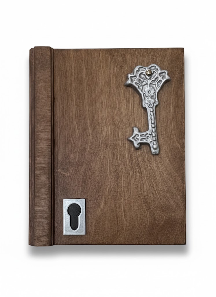 لوح خشبي قفل + مفتاح