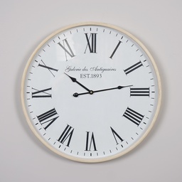 O5-12  ساعة جدارية دائرية ابيض اطار خشب قطر  53 سم